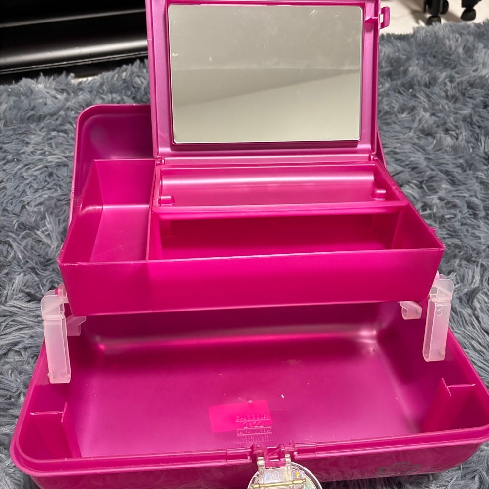 Pink Makeup Organizer with Mirror